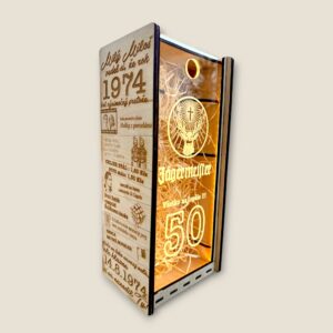 Gravírovaný dárkový box na láhev alkoholu JAGERMEISTER 1L / 3L